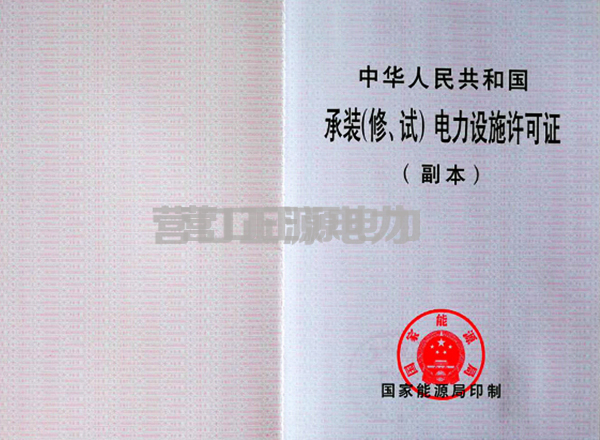 承裝（修、試）電力設(shè)施許可證